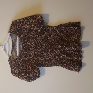 Zara sz M Peplum Animal Print short sleeve top.